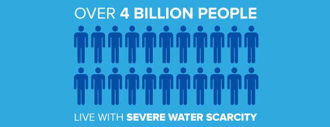 Over 4 billion people live with sever water scarcity
